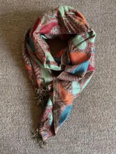 イタリア製 パッシュミナ ジャガード総柄マフラー羽織肩掛スカーフカシミヤシルク