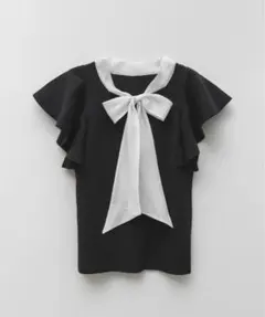 値下げ✖︎【完売品】RANDA ボウタイリボンニットトップス ブラックのサムネイル
