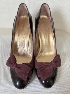 rebecca taylor パンプス リボン パープル×ダークブラウンのサムネイル