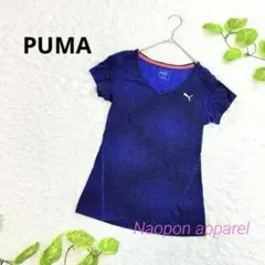 PUMA 幾何学デザイン　半袖　Tシャツ 紫青　DRY 速乾　S レディース