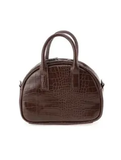 ダークブラウン クロコダイル型押し ショルダーバッグ
