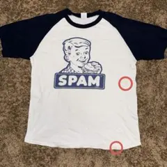 SPAM Tシャツ ラグラン ホワイト ネイビー L