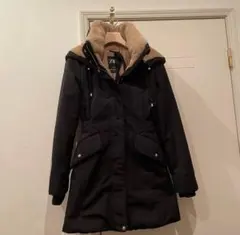 ZARA フード付きダウンジャケット 黒　ブラック　ロング　ザラ　XS　S