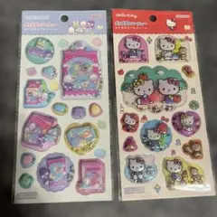 ポップデコパーティー　わたあめカプセルシール　はぴだんぶい　キティ2点セット