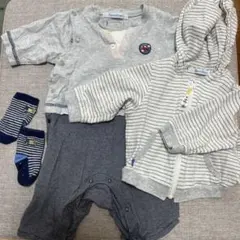 ファミリア 5分袖つなぎ、長袖パーカー、靴下 セット