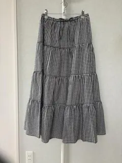 GU ティアードマキシスカート チェック M