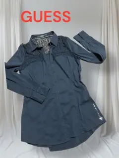 GUESS ゲス　レディース長袖シャツS 黒＆レース　透け感ブラウス　SALE