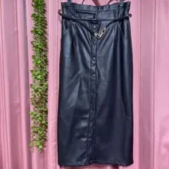 【フェイクレザーロングスカート】ブラック♡Mサイズ♡両方ポッケ♡あたたかい