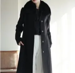 Filo カシミヤファー付きロングコート　7号　ファー取り外し可能