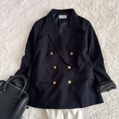 リリーブラウン 新品 ストライプ メルトンウールシングルブレスト 