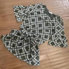 ジョリープッペ 動物刺繍 ティアードチュニックブラウス 濃紺 42 