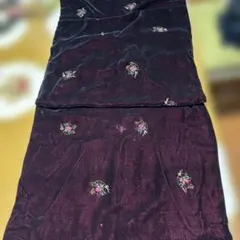 ダークパープル 花柄刺繍 着物ショール