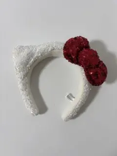 USJ ハローキティ　カチューシャ スパンコールホワイト・レッド