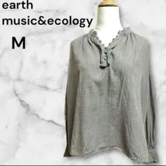 earth music&ecology チェック　長袖シャツ　F ボタンシャツ