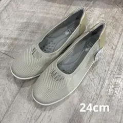Pansy パンジー フラット　24.5cm EEE パンプス　3E 靴　ニットのサムネイル