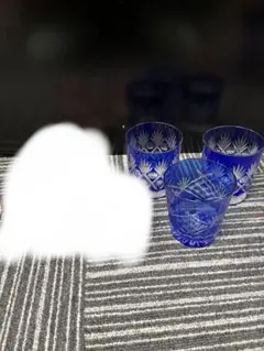 切子ガラスコップ セット 6個 ピンク ブルー