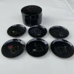 久美皿6枚セット　象柄 象彦久美皿六客セット | 和食器リサイクル通販専門店フリマート 木製漆器