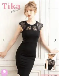 Tika レース付きノースリーブワンピース 黒