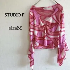 STUDIO F 長袖シャツ Mサイズ ピンク系 セットアップにも✨