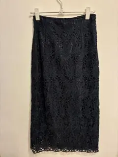 NATURAL BEAUTY レース タイトスカート S ネイビー