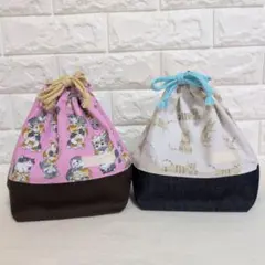 感謝価格 猫柄 巾着 ハンドメイド 小物入れ - メルカリ
