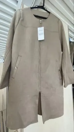 ベージュ ノーカラージャケット Mサイズ