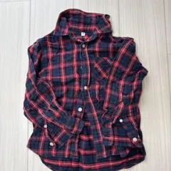チェック柄 長袖シャツ 120サイズ ネイビー・レッド