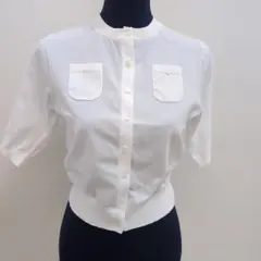 CABaNホワイト 半袖カーディガン ボタン付き