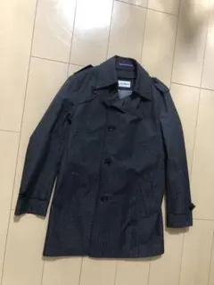 【LES MUES】トレンチコート ライナー付 グレー シャドーストライプ