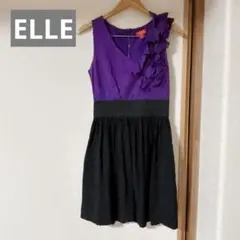 一点物✨海外古着【ELLE 】ノースリーブワンピース S サイズ紫/黒　お洒落