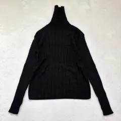yn560 タートルネックリブニットカットソー 黒 イタリア製 ラメ ストレッチ