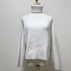 H&M タートルネック リブニット 長袖 白　M