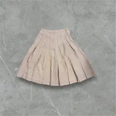 00's vintage リネン混 プリーツスカート ピンクベージュ ステッチのサムネイル
