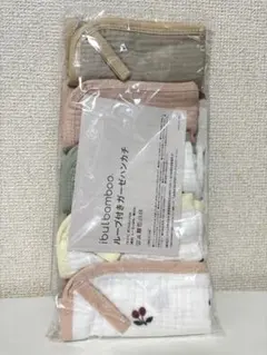 ibulbamboo ループ付きガーゼタオル 5枚組