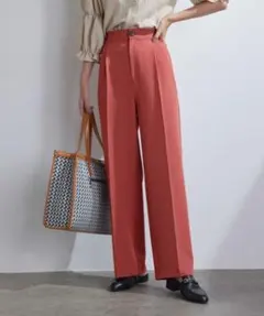 値下げ【WEB限定】美シルエットセンタープレスカラーセミワイドパンツ【洗濯機可】