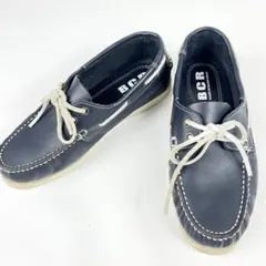 BCR ビーシーアール デッキシューズ モカシン レザー 革靴 紺 25cmのサムネイル