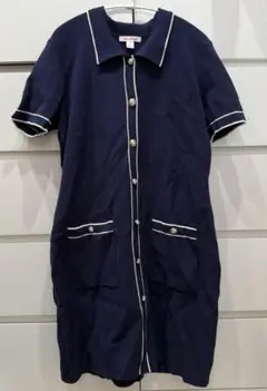 JOE FRESH 半袖ポロニットワンピース ネイビー 高級感