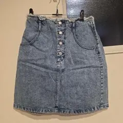 デニムボタンフライタイトスカート