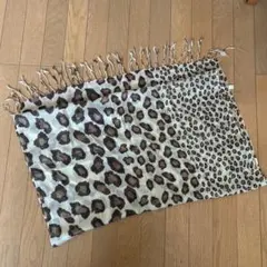 ヒョウ柄 フリンジ付き ストール