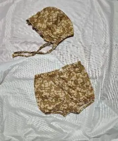 H&Mブラウン 花柄 ショートパンツ ボンネットセット 74cm