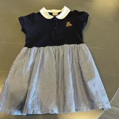 petit main 半袖ワンピース 90cm ネイビー