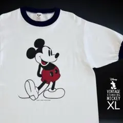 超レア 70s Disney USA製 白足 ミッキー 赤リンガー ランドロゴL 