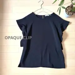 ＊美品＊オペークドットクリップ フリルスリーブブラウス ブラック L 黒のサムネイル