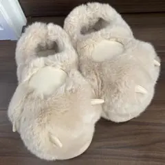ファー素材 動物足型スリッパ 39-40サイズ　値下げしました