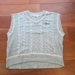 ALGYミントグリーン ケーブルニットベスト Mサイズ