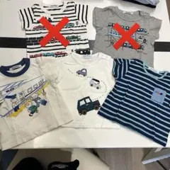 ファミリア　まとめ売り　子供用電車・車プリントTシャツセット　80センチ