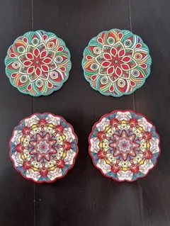 巴誉 tomoyo タイル 作家 ハンドメイド コースター 益子焼 陶器市