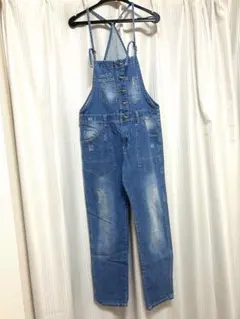 値下げ中！デニム オーバーオール サロペット Lサイズ ヴィンテージ風 くすみ