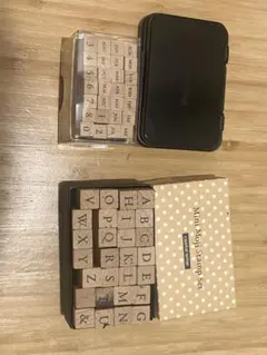 英字＆数字スタンプセット シャチハタ付き 木製 アルファベット ハンドメイド