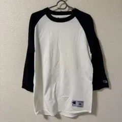 【デッドストック】チャンピオンTシャツ ホワイト 長袖　袖ブラック